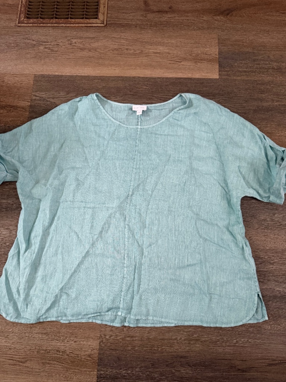 Purejill J. Jill green 100% linen top size L large short sleeves